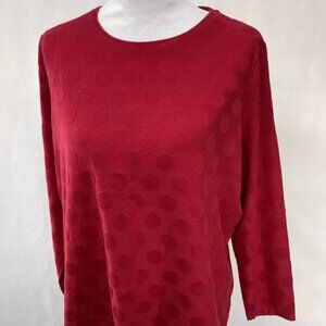 "The Talbots Tee" Red Raised-Polk-Dot Tee Top Petite Large